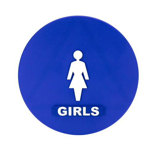 Girls Decal for Restroom Doors - Blue