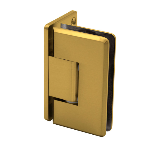 Carolina Beveled Adjustable Wall Mount Hinge Full Offset Back Plate - Satin Brass