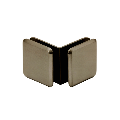 Open Faced Beveled 90 Degree Glass-to-Glass Clamp for 3/8" and 1/2" Glass - Brushed Bronze