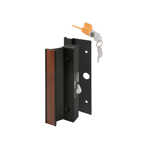 Patio Door Surface With Hook Latch - Extruded - Black Finish - Keyed