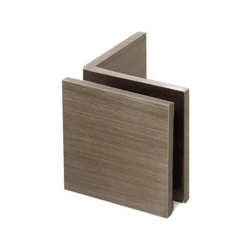 Square Wall Mount Glass Clamps With Large Leg - Brushed Bronze