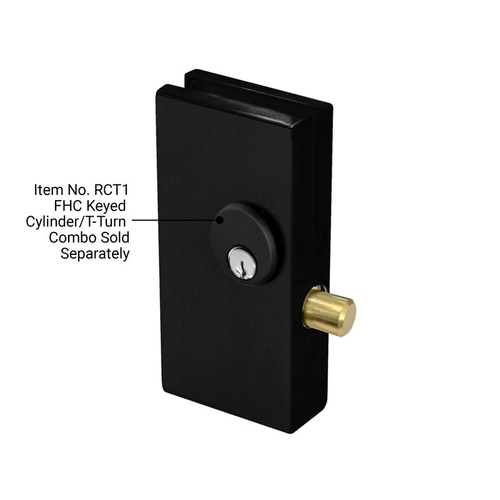 2-3/4" x 5-5/8" Deadthrow Low Profile Center Lock for 3/8" and 1/2" Glass - Matte Black