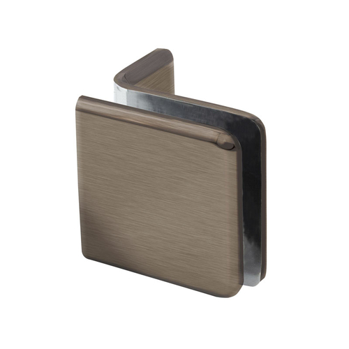 Beveled Wall Mount Glass Clamps with Small Leg - Brushed Bronze