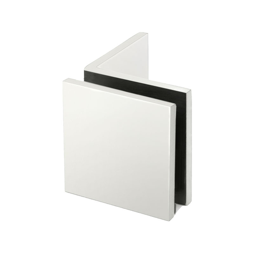 Square Wall Mount Glass Clamps With Large Leg - Polished Nickel