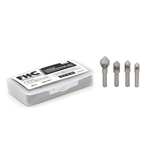 4 Piece Countersink Set for Aluminum No. 6 to 16 Screws