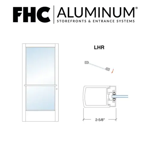 200 Series Stock Narrow Stile Single Aluminum Door - LHR - Center Pivots - Satin Anodized