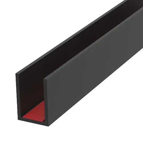 Perimeter Channel with Pre-Applied Tape for 3/8" Glass 144" Length - Matte Black