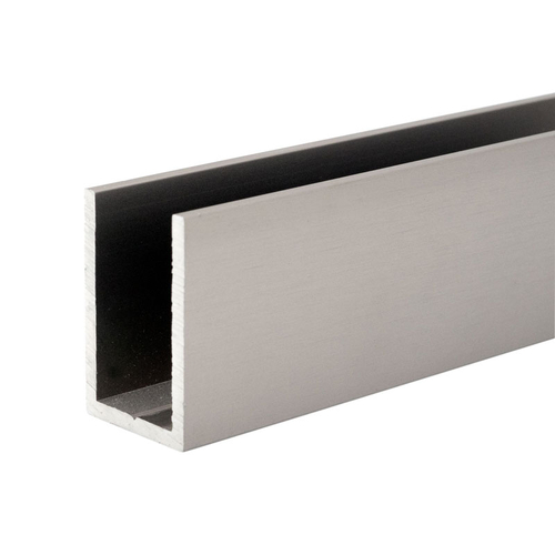 Wet Glaze 1" X 1-1/2" Deep U-Channel- Brushed Stainless Anodized  84" Length