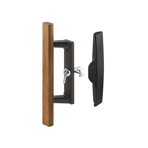 Sliding Glass Door Handle Set - 3-15/16" - Diecast And Wood - Black (Single Pack)