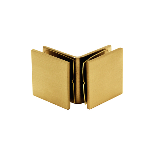 Open Face Square - 90 Degree Glass Clamp for 3/8" and 1/2" Glass - Satin Brass