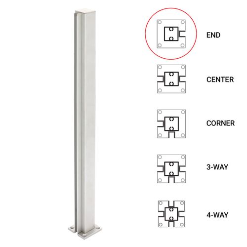 24" End Standard Partition Post - Satin Anodized