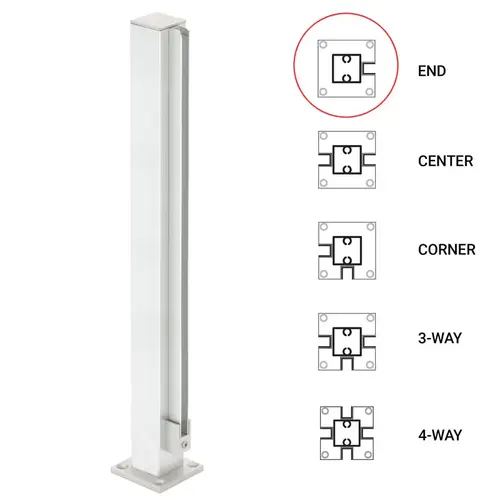 18" End 1" Air Space Partition Post - Brite Anodized