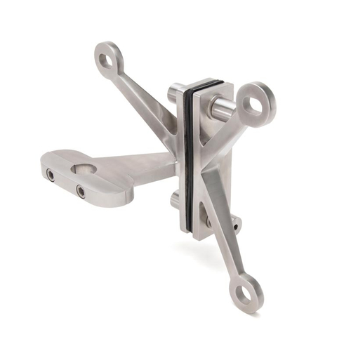 Heavy Duty Fin Mount 3 Arm "V" Spider Fitting with Pivot Prep - LH - Brushed Stainless Steel