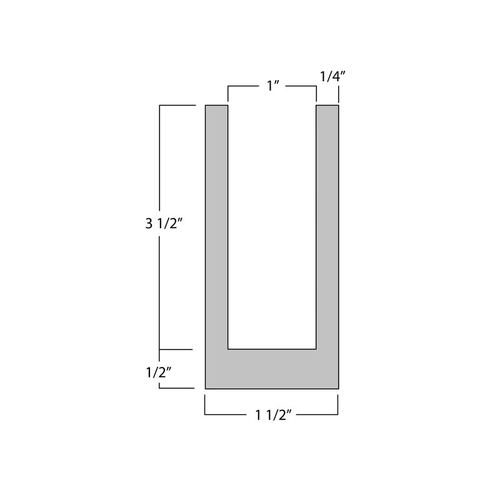 1-1/2" x 4" Header U-Channel 1/4" Wall Thickness - 138" Long - Mill