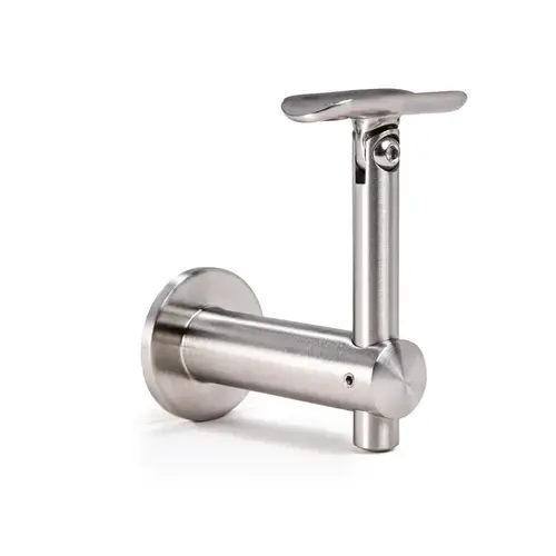 Wall Mounted Bracket - Adjustable Saddle and Height for 1.5" Diameter Handrail - Brushed Stainless