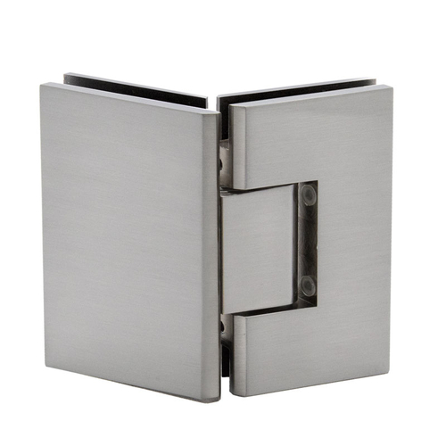 Venice Square Glass To Glass 135 Degree Hinge - Brushed Nickel