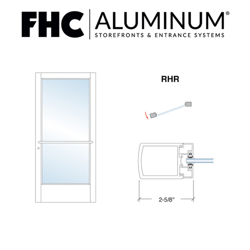 200 Series Stock Narrow Stile Single Aluminum Door - RHR - Center Pivots - Bronze Anodized