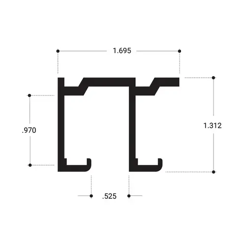 Pass-Thru Window Double Top Track- Dark Black/Bronze Anodized 144" Length