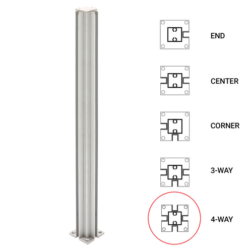 24" 4-Way Standard Partition Post - Satin Anodized