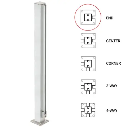 24" End 1" Air Space Partition Post - Satin Anodized