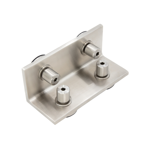 Heavy Duty 90 Degree Corner Bracket with Fittings For 1/2" Glass - Brushed Stainless