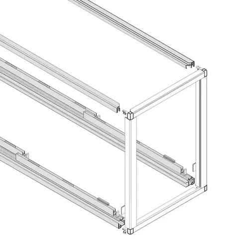 Newport Showcase 4032 Series Frame with Sliding Doors Both Sides - Satin Anodized