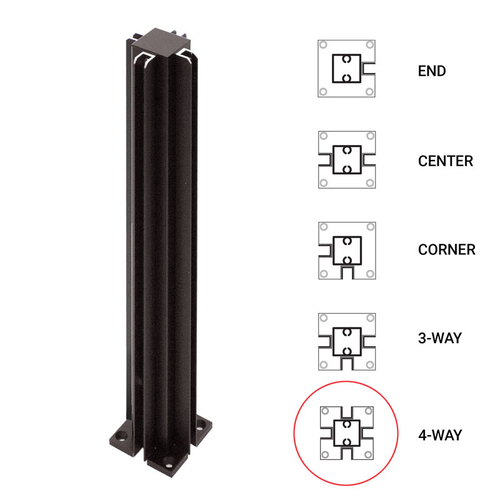 12" 4-Way Standard Partition Post - Dark Black/Bronze Anodized