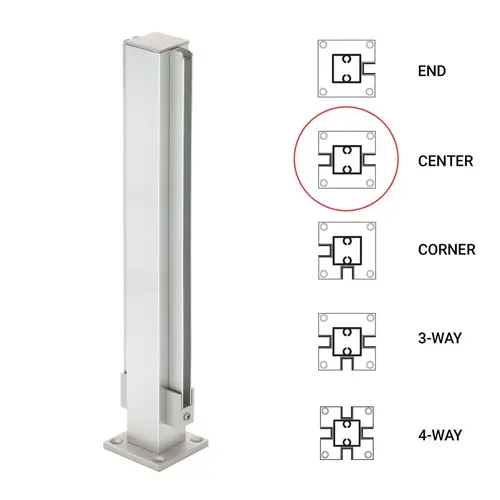 12" Center 1" Air Space Partition Post - Satin Anodized