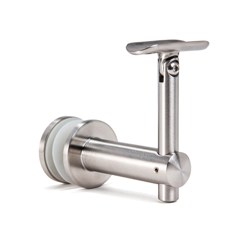 Glass Mounted Bracket - Adjustable Saddle and Height - Brushed Stainless