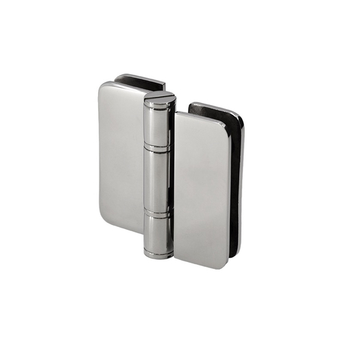 Zephyr 180 Degree Glass-to-Glass Outswing or Bifold Inswing Hinge for 3/8" Glass - Polished Stainless