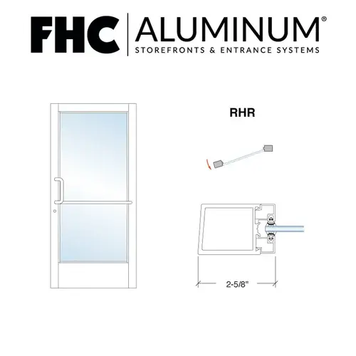 200 Series Stock Narrow Stile Single Aluminum Door - RHR - Offset Pivots - Satin Anodized