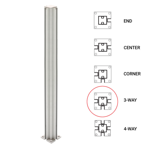 18" 3-Way Standard Partition Post - Satin Anodized