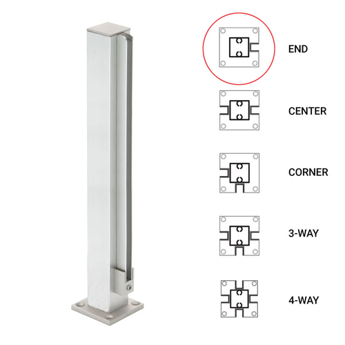 12" End 1" Air Space Partition Post - Satin Anodized