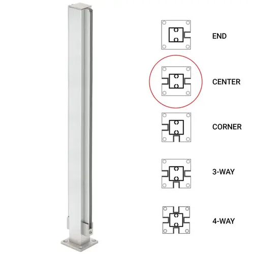 24" Center 1" Air Space Partition Post - Satin Anodized