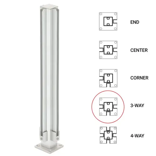 18" 3-Way 1" Air Space Partition Post - Brite Anodized