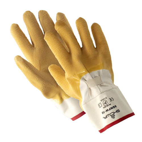 Gauntlet Cuff Nonslip Wrinkle Natural Rubber Gloves Pair