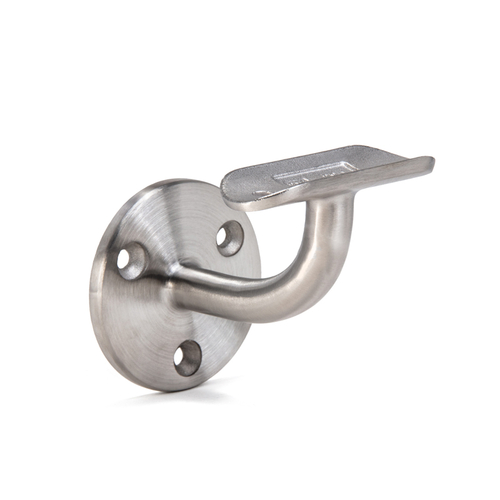 Wall Mount Bracket - With Sweep and Fixed Saddle - Brushed Stainless