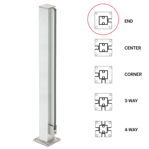 18" End 1" Air Space Partition Post - Satin Anodized