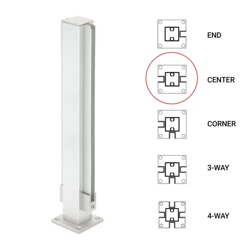 12" Center 1" Air Space Partition Post - Brite Anodized