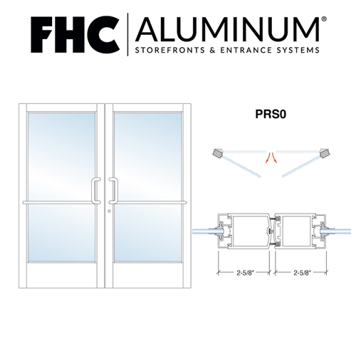 FHC D2210POSA 200 Series Stock Narrow Stile Pair of Aluminum Doors - Offset Pivots - Satin Anodized