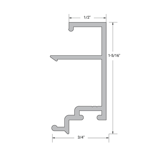 Aluminum 1-3/4" x 4-1/2" Snap-In Door Stop - 24'-1" Length - Clear Anodized