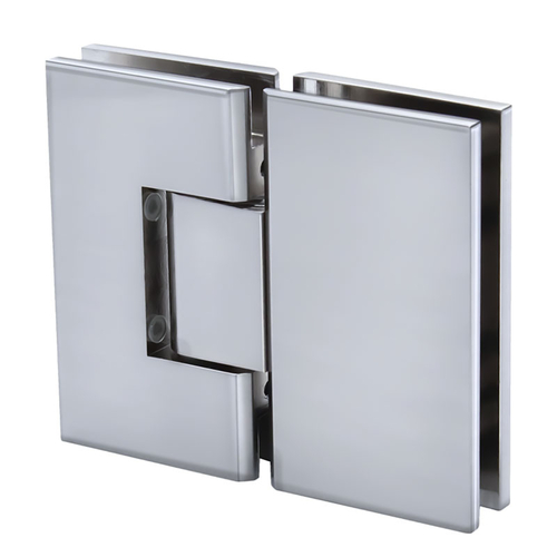 Venice Series 180 Degree Adjustable Glass-to-Glass Hinge for 3/8" to 1/2" Glass - Polished Chrome