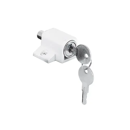 Sliding Door Keyed Lock - Push-In - Replace Broken Parts And Add Additional Home Security - Painted Diecast Case - White Finish (Single Pack)