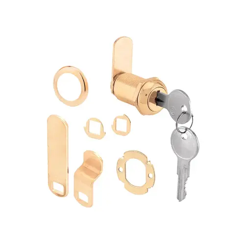 Drawer And Cabinet Lock - 1-1/8" - Diecast Housing With Brass Finish - Fits On 13/16" Max Panel Thickness (1 Kit)