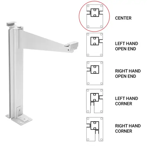 Custom 995 Partition Post Center with Top Shelf Bracket for 1/4" and 3/16" Glass - Brite Anodized