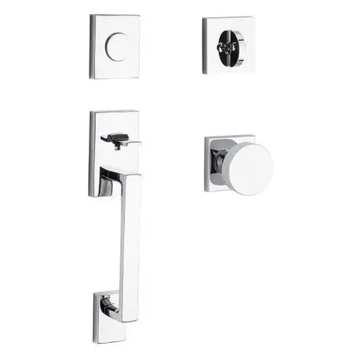 Full Dummy La Jolla Handleset Contemporary Knob and Contemporary Square Rose Bright Chrome Finish