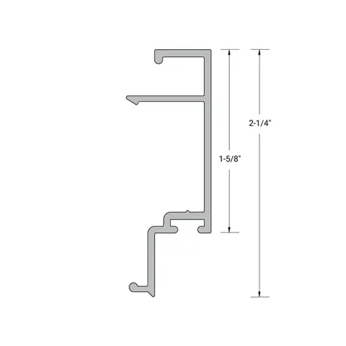 Aluminum 2" x 4-1/2" Snap-In Door Stop for 1" Pocket for - 24'-1" Length - Clear Anodized