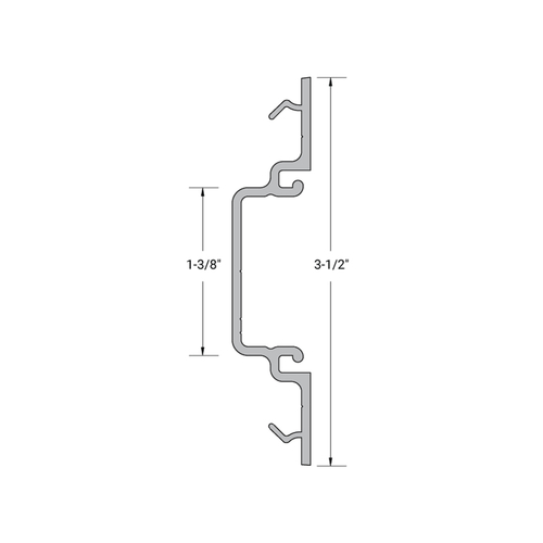 Aluminum 2" x 4-1/2" Snap-In Pocket Filler with Glass Pocket for 5/8" to 1" - 24'-1" Length - Clear Anodized