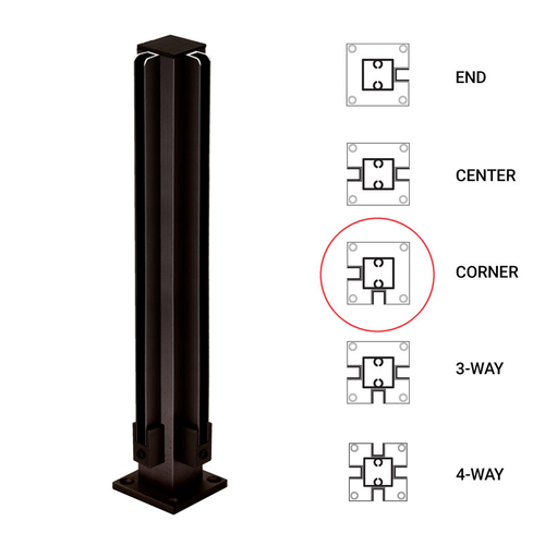 12" Corner 1" Air Space Partition Post - Dark Black/Bronze Anodized