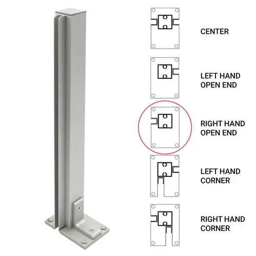 18" End Heavy Duty Partition Post - Satin Anodized - Right